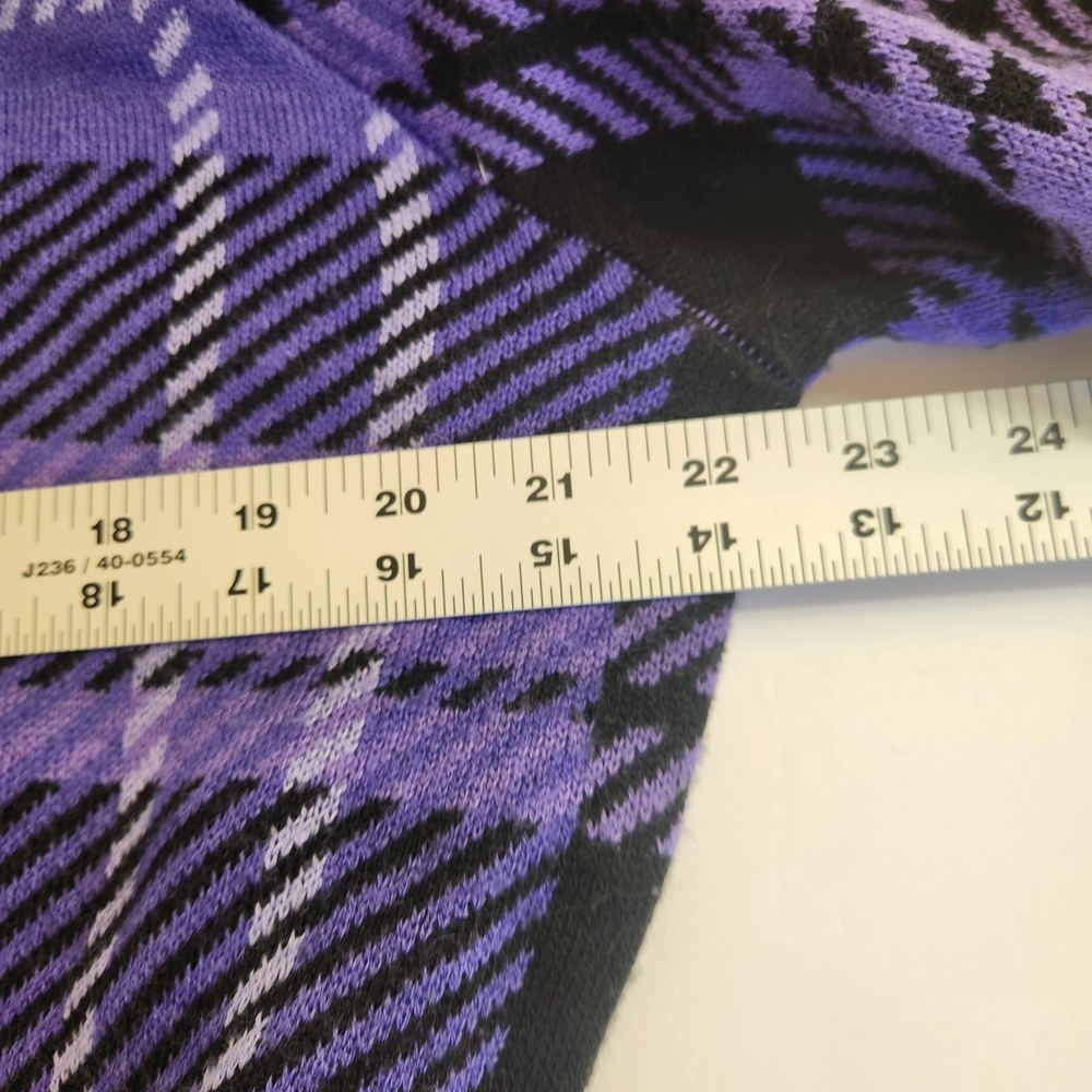 Sanrio Kuromi Womens Knit Plaid Sweater Sz Large Purple Black Bishop Sleeve Top - Picture 6 of 16